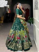 Purchase This Kalamkari Printed Tussar Silk Lehenga Choli For Festivals