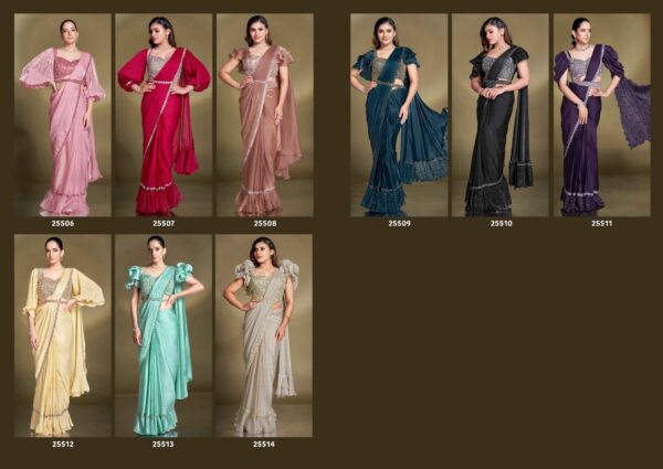 Presenting New Collection Of Party Wear Designer Ready To Wear Sarees (One Minute Sarees)
