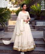 Off-white Glam! Wedding Wear Silver Glossy Embroidery With Foil Work Lehenga Choli