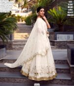 Off-white Glam! Wedding Wear Silver Glossy Embroidery With Foil Work Lehenga Choli