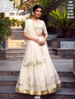 Off-white Glam! Wedding Wear Silver Glossy Embroidery With Foil Work Lehenga Choli
