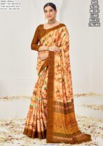 Premium Natural Silk Viscose With Pure Jacquard Zari Woven In The Fabric Digital Printed Sarees