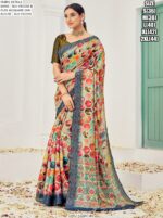 Premium Natural Silk Viscose With Pure Jacquard Zari Woven In The Fabric Digital Printed Sarees