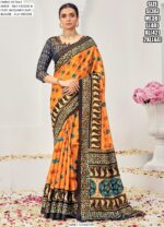 Premium Natural Silk Viscose With Pure Jacquard Zari Woven In The Fabric Digital Printed Sarees