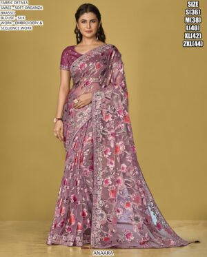Multi-Coloured Woven Soft Organza Festival Wear Brasso Sarees