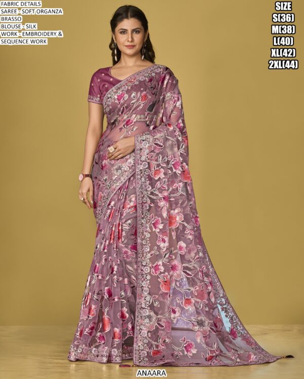 Multi-Coloured Woven Soft Organza Festival Wear Brasso Sarees