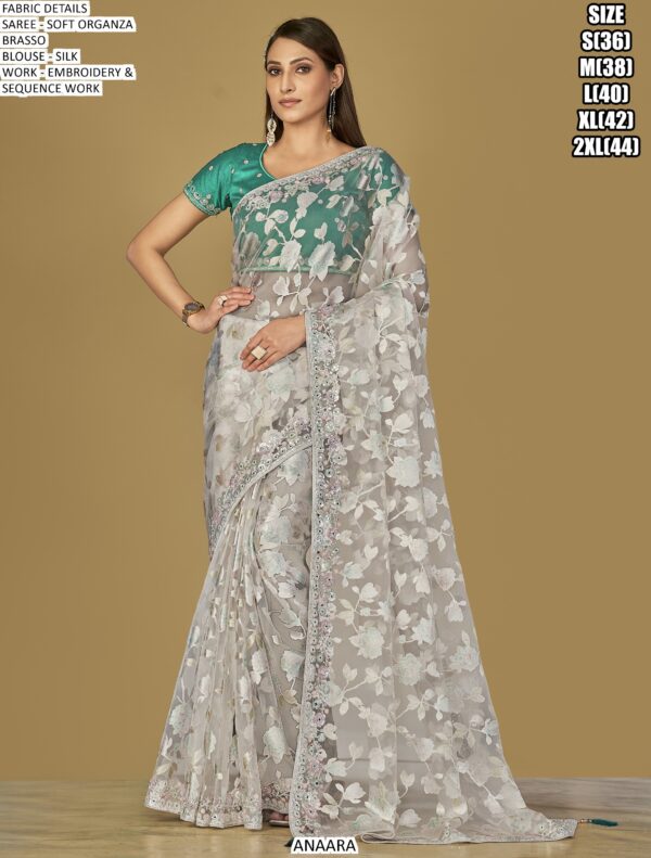 Multi-Coloured Woven Soft Organza Festival Wear Brasso Sarees