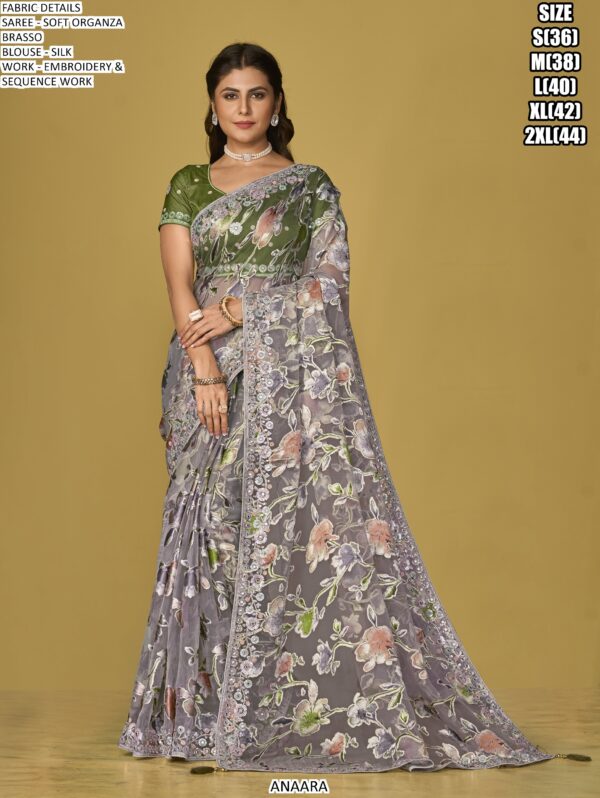 Multi-Coloured Woven Soft Organza Festival Wear Brasso Sarees