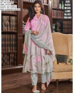 Festive Wear Readymade Mul Chanderi Hand Embroidered Anarkali Kurti Set