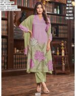 Festive Wear Readymade Mul Chanderi Hand Embroidered Anarkali Kurti Set