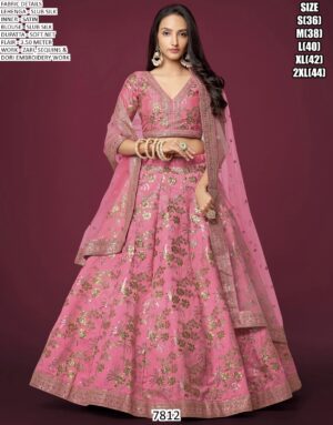 Bewitching Light Pink Embroidered Slub Silk Reception Wear Semi-Stitched Lehenga Choli