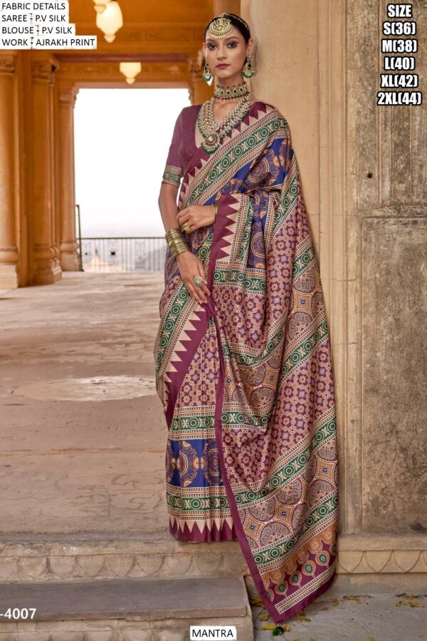 Get Our Ultimate Collection Of The Ajrakh Printed Un-Stitched Silk Sarees