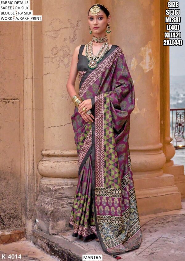 Get Our Ultimate Collection Of The Ajrakh Printed Un-Stitched Silk Sarees