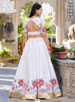 White Georgette Floral Designer Sequins And Thread Embroidered Lehenga Choli