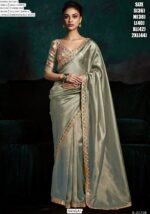 Fancy Fabric Embroidered Designer Un-Stitched Trendy Sarees For Ceremonial