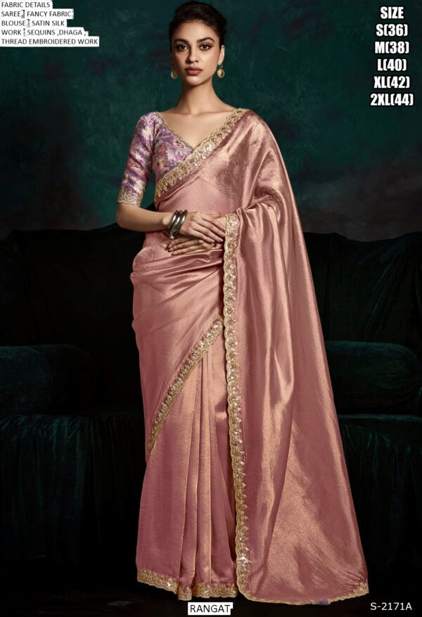 Fancy Fabric Embroidered Designer Un-Stitched Trendy Sarees For Ceremonial