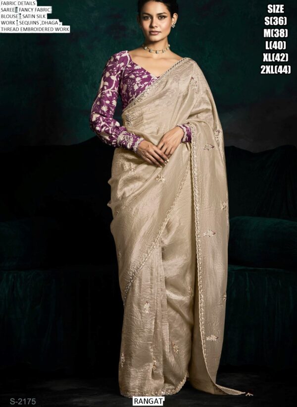 Fancy Fabric Embroidered Designer Un-Stitched Trendy Sarees For Ceremonial