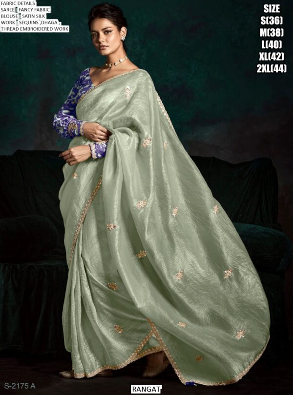 Fancy Fabric Embroidered Designer Un-Stitched Trendy Sarees For Ceremonial