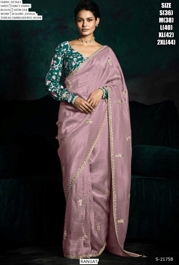 Fancy Fabric Embroidered Designer Un-Stitched Trendy Sarees For Ceremonial