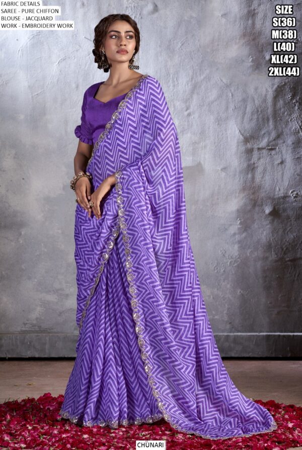 Explore Flawless Fashion With Our Pure Chiffon Embroidered Party Wear Sarees