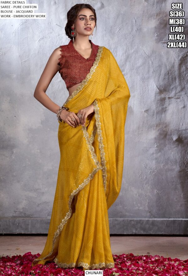 Explore Flawless Fashion With Our Pure Chiffon Embroidered Party Wear Sarees