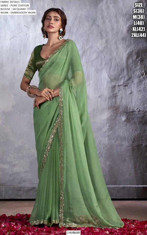 Explore Flawless Fashion With Our Pure Chiffon Embroidered Party Wear Sarees