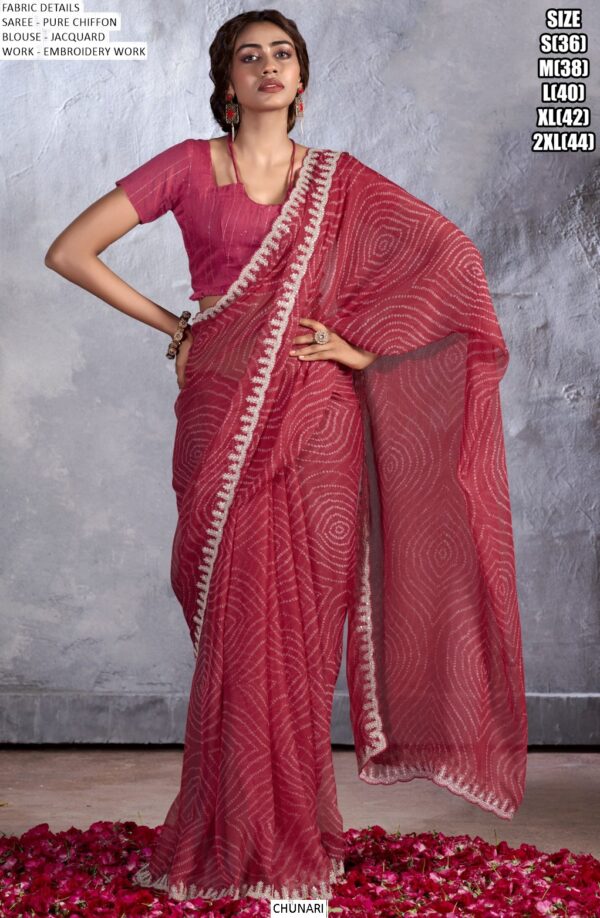 Explore Flawless Fashion With Our Pure Chiffon Embroidered Party Wear Sarees