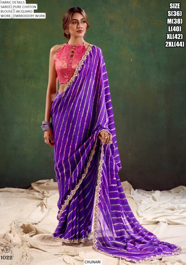 Explore Flawless Fashion With Our Pure Chiffon Embroidered Party Wear Sarees