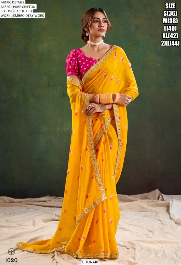 Explore Flawless Fashion With Our Pure Chiffon Embroidered Party Wear Sarees