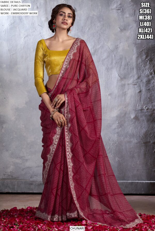 Explore Flawless Fashion With Our Pure Chiffon Embroidered Party Wear Sarees