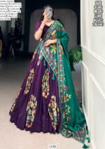 Festival Special Tussar Silk Printed And Foil Work Lehenga Choli With Dupatta