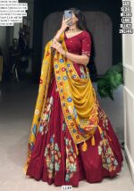 Festival Special Tussar Silk Printed And Foil Work Lehenga Choli With Dupatta