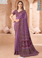 Drape Yourself In A Fabulous Designer Crepe Silk Un-Stitched Saree With Blouse