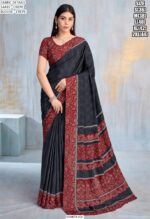 Drape Yourself In A Fabulous Designer Crepe Silk Un-Stitched Saree With Blouse
