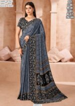 Drape Yourself In A Fabulous Designer Crepe Silk Un-Stitched Saree With Blouse