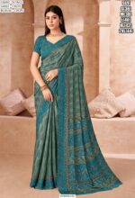 Drape Yourself In A Fabulous Designer Crepe Silk Un-Stitched Saree With Blouse