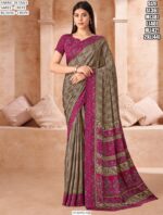 Drape Yourself In A Fabulous Designer Crepe Silk Un-Stitched Saree With Blouse