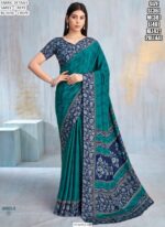 Drape Yourself In A Fabulous Designer Crepe Silk Un-Stitched Saree With Blouse