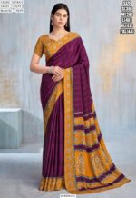Drape Yourself In A Fabulous Designer Crepe Silk Un-Stitched Saree With Blouse