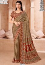Drape Yourself In A Fabulous Designer Crepe Silk Un-Stitched Saree With Blouse