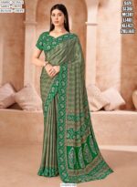 Drape Yourself In A Fabulous Designer Crepe Silk Un-Stitched Saree With Blouse