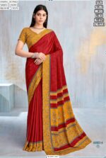 Drape Yourself In A Fabulous Designer Crepe Silk Un-Stitched Saree With Blouse
