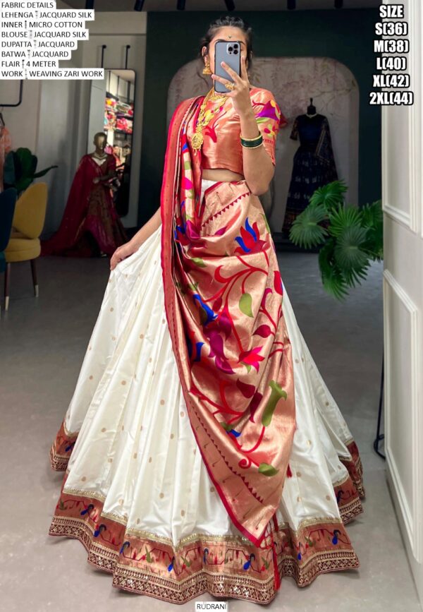 Beautiful Lehenga Choli In Jacquard Silk (Paithani) Weaving Zari Work