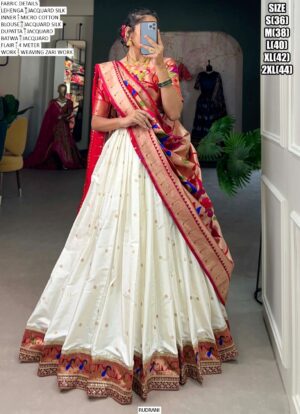 Beautiful Lehenga Choli In Jacquard Silk (Paithani) Weaving Zari Work