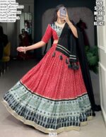 Women's The Timeless Bandhni And Ajrakh Printed Ready To Wear Chaniya Choli