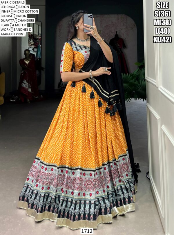 Women's The Timeless Bandhni And Ajrakh Printed Ready To Wear Chaniya Choli