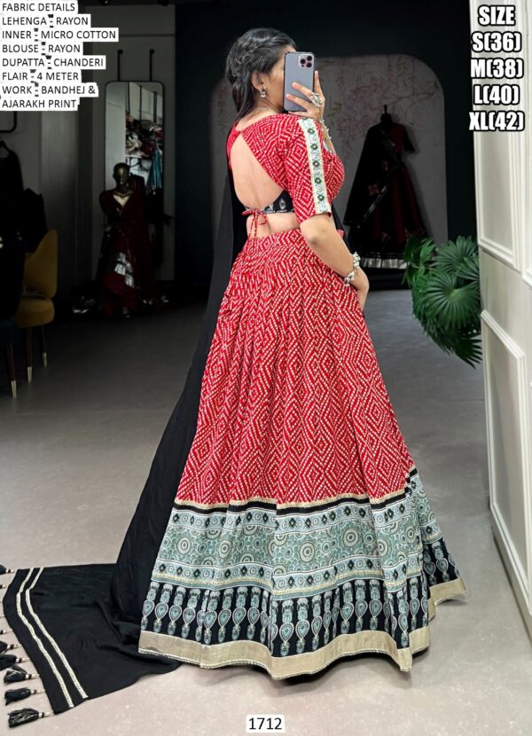 Women's The Timeless Bandhni And Ajrakh Printed Ready To Wear Chaniya Choli