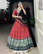 Women's The Timeless Bandhni And Ajrakh Printed Ready To Wear Chaniya Choli