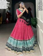 Women's The Timeless Bandhni And Ajrakh Printed Ready To Wear Chaniya Choli