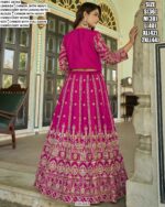 Heavy Embroidery Designer Chinon Wedding Lehenga Choli With Koti (Sets Of Two)